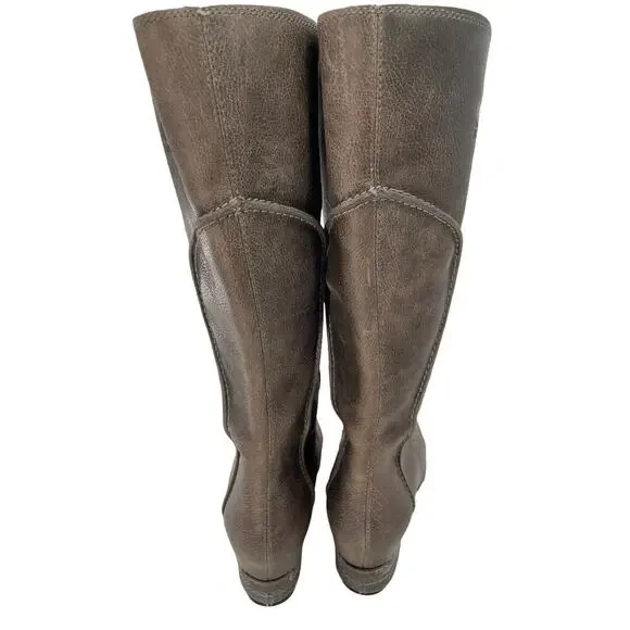 Sorel Cate the Great Size 8.5 Tall High Wedge Boots Brown Gray Waterproof - Picture 13 of 16